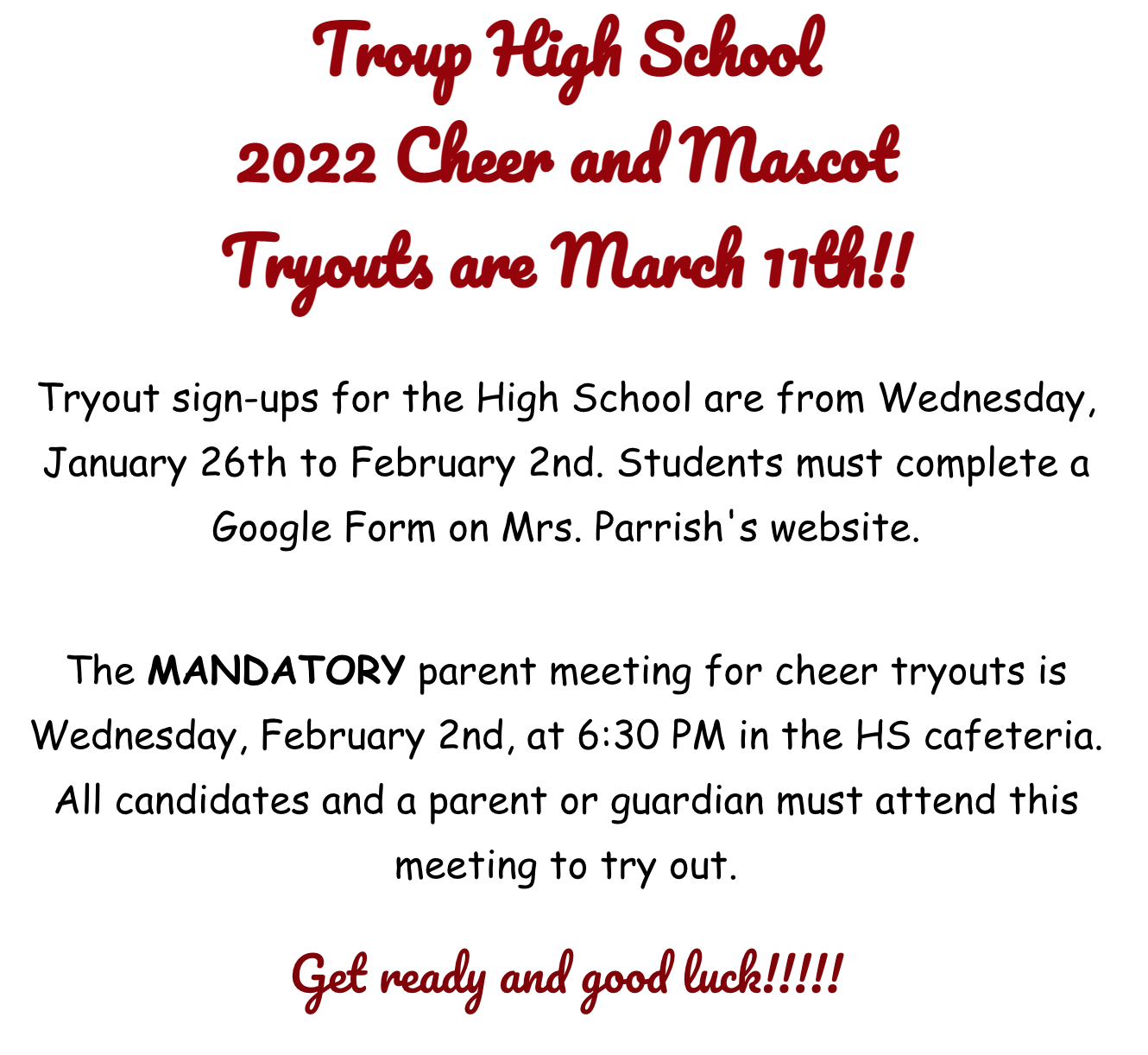 cheer tryout info